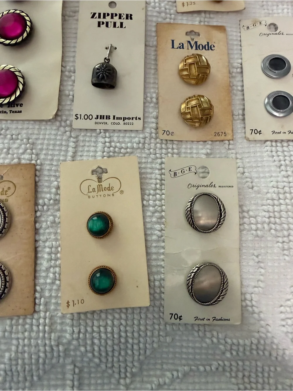 Vintage Button & Zipper Pull Lot La Mode Le Chic Sterling Silver Poodle JHB
